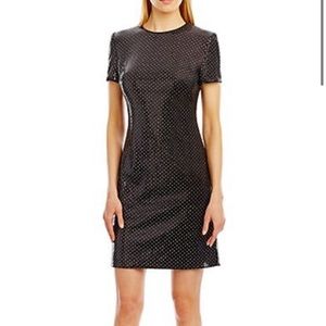 NEW Nicole Miller Black Gold Studded Sequin Dress